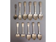 A quantity of eleven silver spoons, 177.3g
