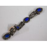 A silver (tested) bracelet set with marcasite & bl