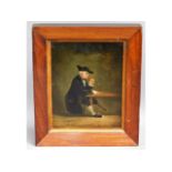 A c.1800 rosewood framed oil on panel, inscribed t