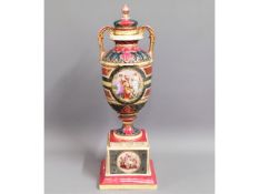 A c.1900 Austrian porcelain footed vase & cover wi