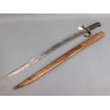 A 19thC French style bayonet, 28in long