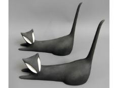 A pair of Royal Dux stylised cats, each 7.5in long