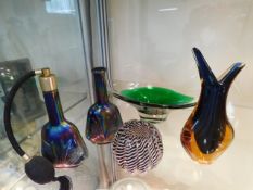 Two pieces of Murano style glass, a Nailsea style