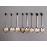 Eight 1931 Birmingham silver coffee bean spoons by