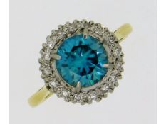 An antique 18ct gold ring, platinum set with twent