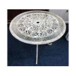 A alloy garden table, 26.5in high x 30.75in diamet