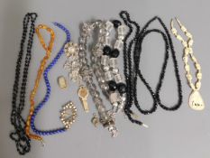 A quantity of costume jewellery including lapis la