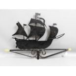 A weather vane styled as a galleon, 34.5in wide x