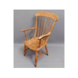 A 19thC. elm seated antique Windsor style chair, 4