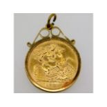 A 1931 full gold sovereign set in 9ct gold mount,