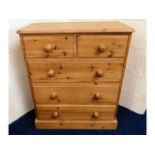 A pine chest with five drawers, 35.5in high x 30.2