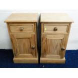 A pair of matching pine bedside cabinets, 25in hig