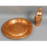 An arts & crafts style hammered copper tray, 13.25