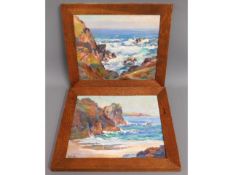 A pair of oak framed Newlyn School Garstin Cox sig