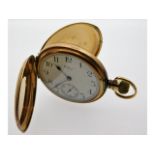 A Waltham 9ct gold top wind antique full hunter po