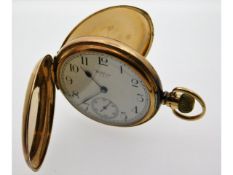 A Waltham 9ct gold top wind antique full hunter po