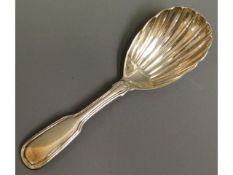 A 19thC. silver caddy spoon by H. J. Lias, London