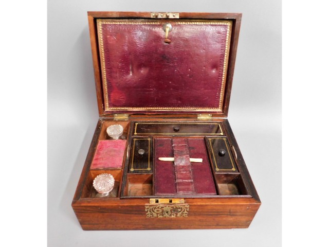 A Dalton rosewood writing box, 10.75in wide