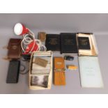 A quantity of railway related items, a clip on adj