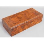 An antique walnut lidded box, 10.5in long x 5in wi