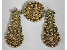 A pair of vintage yellow metal earrings twinned wi