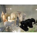 A pair of onyx horse bust bookends, 8.5in tall, tw