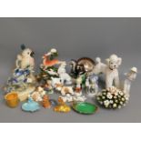 A Dutch glazed pottery poodle, a Beswick Yorkshire