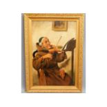 An antique gilt framed oil on canvas depicting man