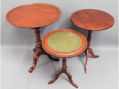 A mahogany tilt top table & two other occasion tab