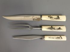 Three scrimshaw kitchen implements