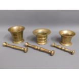 Three 19thC. bronze pestle & mortars