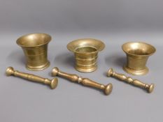 Three 19thC. bronze pestle & mortars