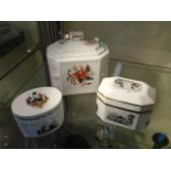 Three Royal Worcester porcelain caskets with cover