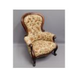 A 19thC. Victorian walnut armchair, 41.5in high to