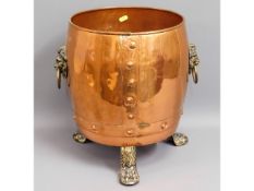 A rivetted copper & brass log bucket, 15in high x