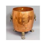 A rivetted copper & brass log bucket, 15in high x