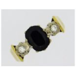 An 18ct gold sapphire & diamond ring, 5.5g, size N