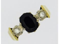 An 18ct gold sapphire & diamond ring, 5.5g, size N