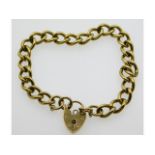 A 9ct gold bracelet with padlock clasp, 25.5g, 8in