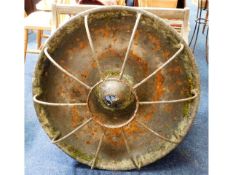 An iron pig feeder, 36in diameter