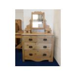 An Edwardian pine dressing table chest 61.5in high