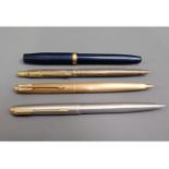 A Conway Stewart fountain pen, two Parker biros &