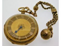 An antique 18ct gold pocket watch, case 40.2mm dia