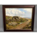 An unsigned, framed Dartmoor oil painting
