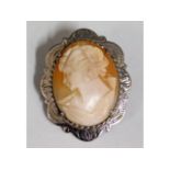 A Birmingham silver mounted cameo brooch