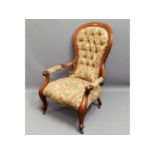 A 19thC. Victorian oak armchair, 39.5in high to ba