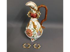 A c.1900 Fischer Hungarian pottery ewer, a/f, 14.5