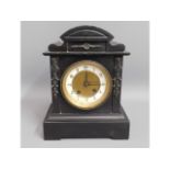 A Victorian slate mantel clock, 11in tall