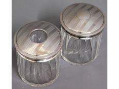 A pair of art deco dressing table tidies with Lond