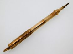 A Victorian 9ct gold extending pencil, 12.6g